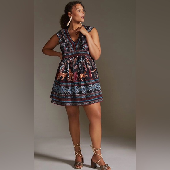 Anthropologie V-Neck Plunge Tunic Mini Dress - Picture 6 of 14